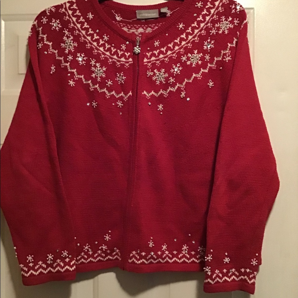Snowflake Zip front Cardigan
